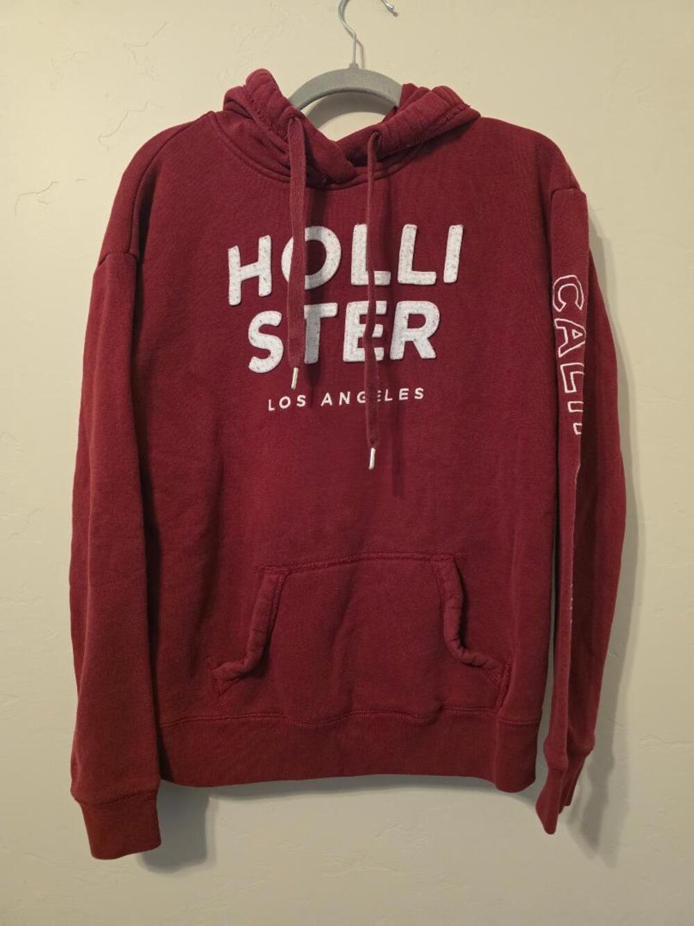 Hollister Burgundy California Hoodie Small Chenille Logo